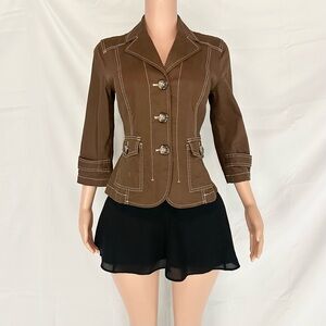 Coldwater Creek Brown Denim Blazer Jacket with Button Detail